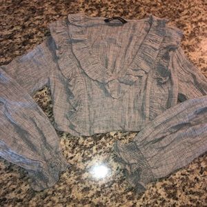 New Zara long sleeve with ruffle neck line crop top!